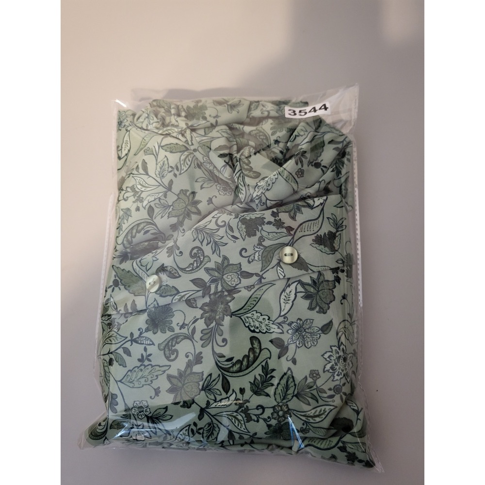 Woman Within 2X Floral Button Down 3/4 Sleeve Green Casual Shirt Top Blouse Cuff - Picture 10 of 10
